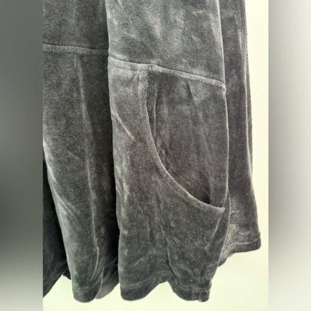 CHICOS Zenergy Black Velour Funnel-Neck Tunic Pullover Drawstring Cozy Size 3(L) - Picture 6 of 13